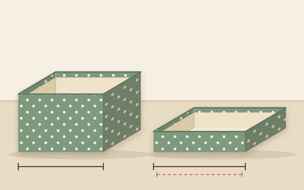Finished paper-wrapped lid and base side by side, the lid slightly larger, with paper folded neatly over the rims